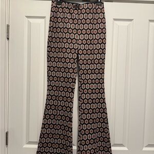 Ellison Black and Brown Geometric Flare Pants